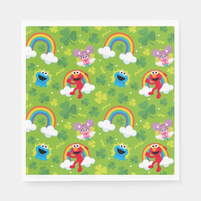 Sesame Street Shamrock och Rainbow Mönster Pappersservett (Framsidan)