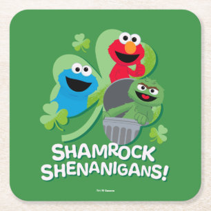 Sesame Street Shamrock Shenanigans! Underlägg Papper Kvadrat