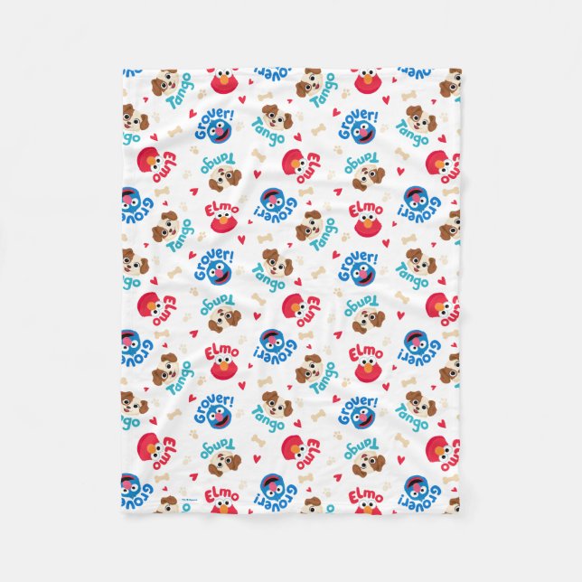 Sesame Street | Tango, Elmo och Grover Mönster Fleecefilt (Framsidan)