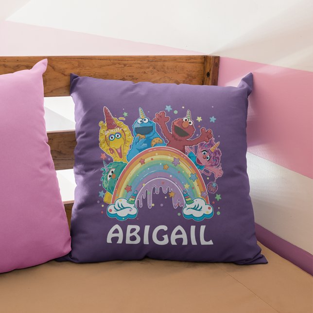 Sesame Street Unicorn Rainbow Kudde (Pillow on bed)