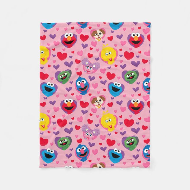 Sesame Street Valentine Hearts Mönster Fleecefilt (Framsidan)