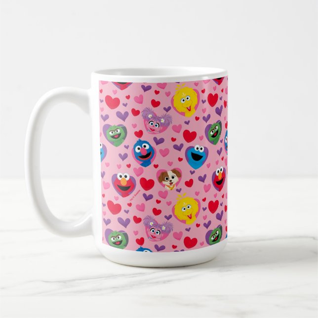 Sesame Street Valentine Hearts Mönster Kaffemugg (Vänster)