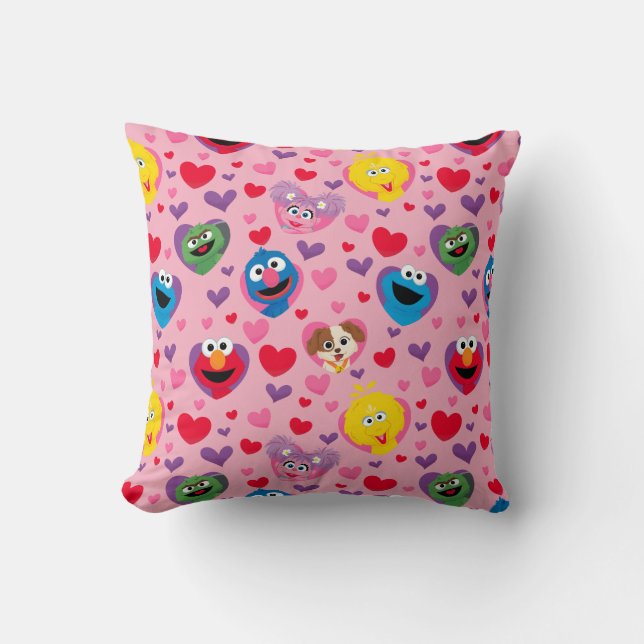 Sesame Street Valentine Hearts Mönster Kudde (Framsida)