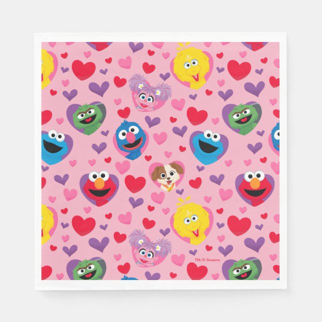 Sesame Street Valentine Hearts Mönster Pappersservett (Framsidan)