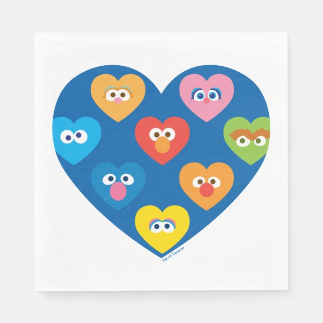 Sesame Street Valentine Hearts Mönster Pappersservett (Framsidan)