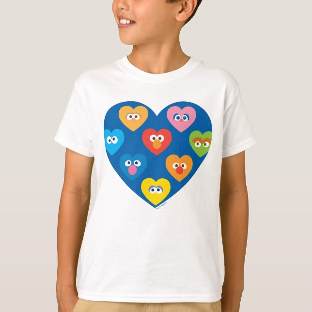 Sesame Street Valentine Hearts Mönster T Shirt (Framsida)