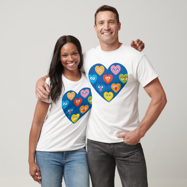 Sesame Street Valentine Hearts Mönster T Shirt (Unisex)