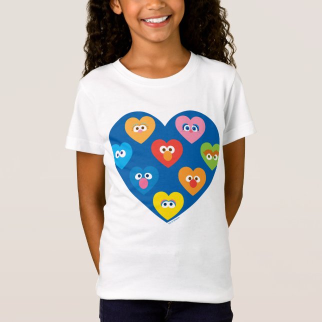Sesame Street Valentine Hearts Mönster T Shirt (Framsida)