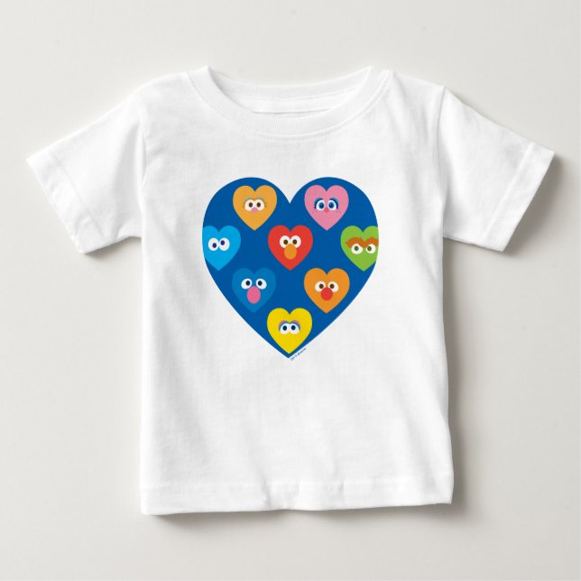 Sesame Street Valentine Hearts Mönster T Shirt (Framsida)