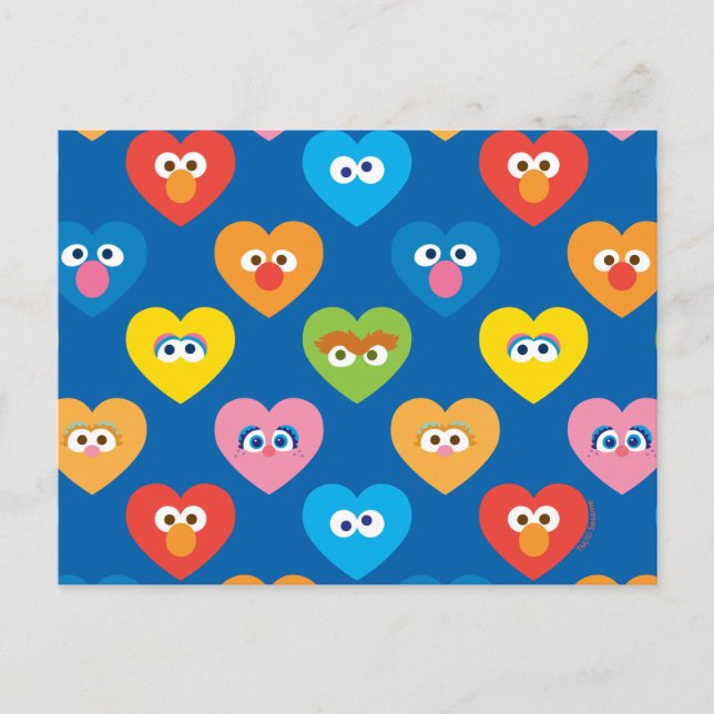 Sesame Street Valentine Hearts Mönster Vykort (Framsida)