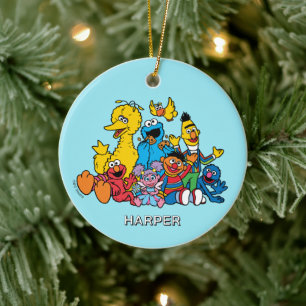 Sesame Street Vänner Anpassat Namn & Foto Julgransprydnad Keramik