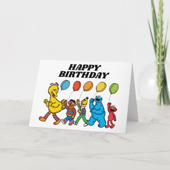 Sesame Street Vänner Ballonger Födelsedag  Kort (Framsida)