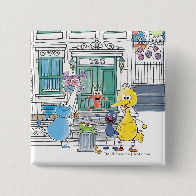 Sesame Street vänner Doodley Grafik Knapp (Framsida)