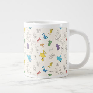 Sesame Street Vänner Färgrik Vintage Mönster Jumbo Mugg