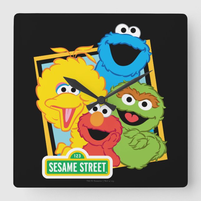 Sesame Street Vänner Fyrkantig Klocka (Framsida)