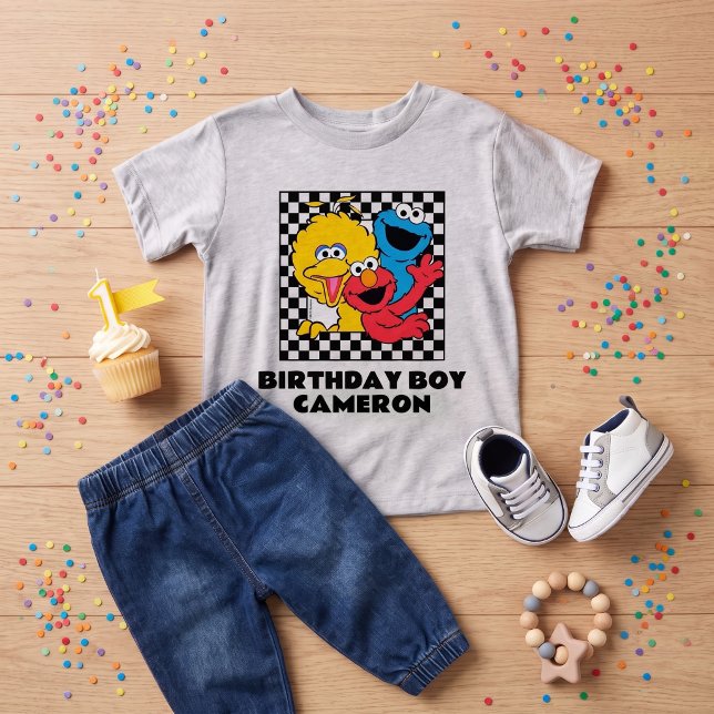 Sesame Street Vänner Randig Födelsedags Pojke T Shirt (Simulated shirt with outfit)