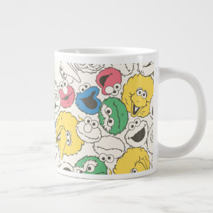 Sesame Street Vänner Stor huvudkärnmönster Jumbo Mugg