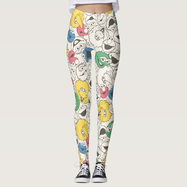 Sesame Street Vänner | Stor huvudkärnmönster Leggings (Framsida)
