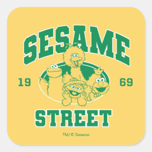 Sesame Street   Vintage 1969 Fyrkantigt Klistermärke
