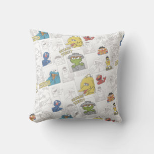 Sesame Street Vintage Serieteckning Kudde