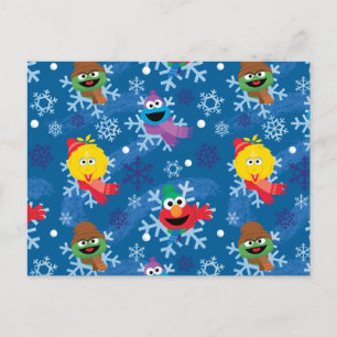 Sesame Street Vinter Snöflinga Mönster Vykort