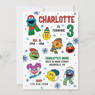 Sesame Street Winter Snöflingor Birthday Inbjudningar