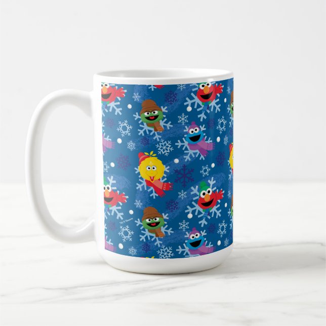 Sesame Street Winter Snowflake Mönster Kaffemugg (Vänster)