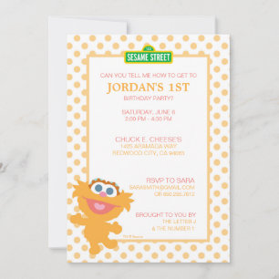Sesame street Zoe Baby Birthday Inbjudningar