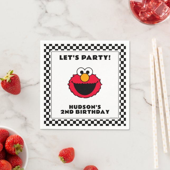 Sesame Street's Elmo Checkerboard Birthday Pappersservett (Insitu)