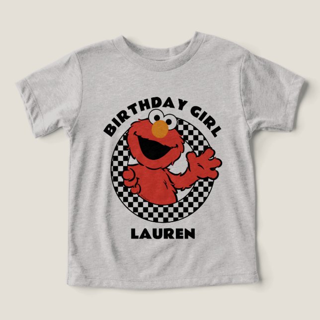 Sesame Street's Elmo Checkered Birthday Girl T Shirt (Design Framsida)