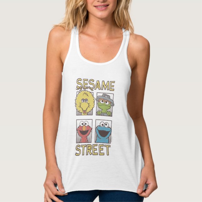 Sesame StreetVintage Karaktär Serieteckning 2 Linne Med Racerback (Framsida)