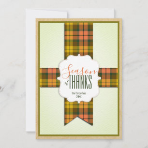 Sessäsong: Fall Tartan Ribbon Thanksgiving Kort