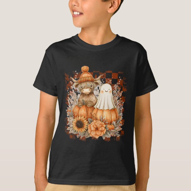 Sessäsong hösten Halloween för Cute Fall Cow Ghost T Shirt (Framsida)