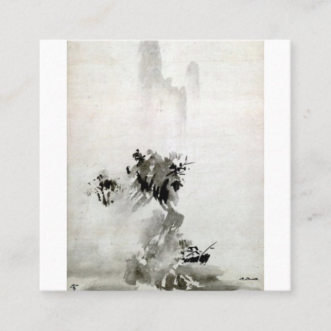 Sesshu Toyo Haboku - Sansui Ligcape Fyrkantigt Visitkort (Framsida)