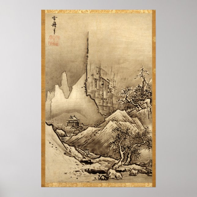 Sesshu Toyo Landskap med fyra säsong - fall Poster (Framsidan)