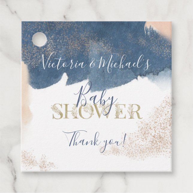 Sessionsinbjudan till  Guld Baby Gåvor Etiketter (Framsida)