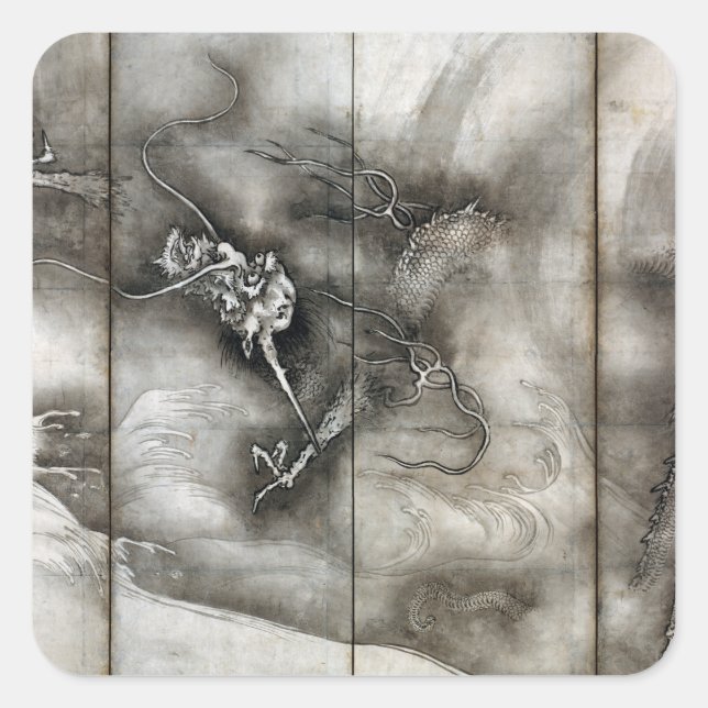 Sesson Shūkei Dragon Fyrkantigt Klistermärke (Framsida)