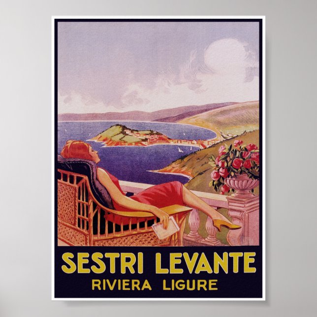 Sestri Levante Italien Vintage resor Poster (Framsidan)