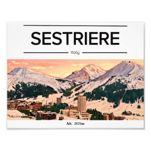 Sestriere Sky resort Bergsposter Fototryck
