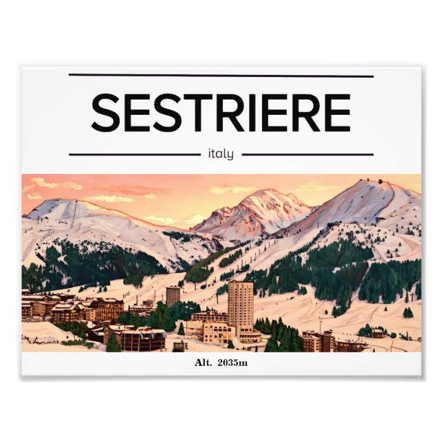 Sestriere Sky resort Bergsposter Fototryck (Framsidan)