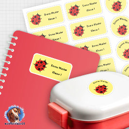 Set - 12 Namensaufkleber Marienkäfer - gelb |  Klistermärken