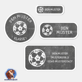 Set - 24 Namensaufkleber Fußball Tafel | Klistermärken