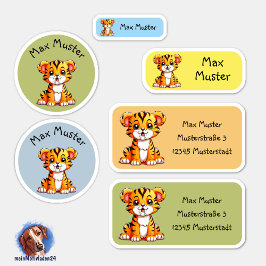 Set - 24 Namensaufkleber Kleiner Säbelzahntiger | Klistermärken