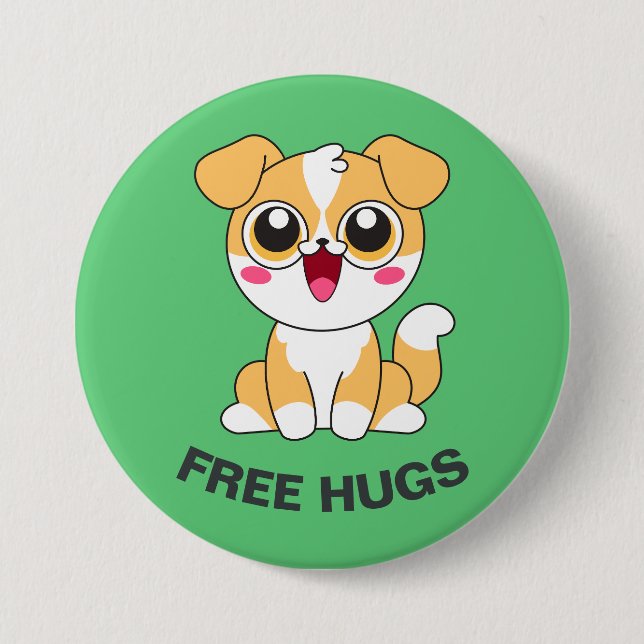 Set 2 - Hund Pin - "Free Hugs" Knapp (Framsida)