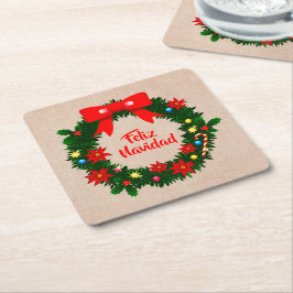 Set Glädje Julen Merry Christmas Kransslinga Underlägg Papper Kvadrat