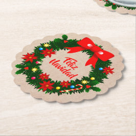 Set med Feliz Navidad God Jul Kransslinga Underlägg Papper