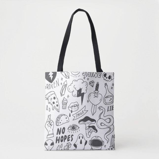 Set of cute graffiti doodle tygkasse (Framsida)