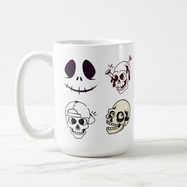 Set of Four Unique Skull Illustrations Kaffemugg (Vänster)
