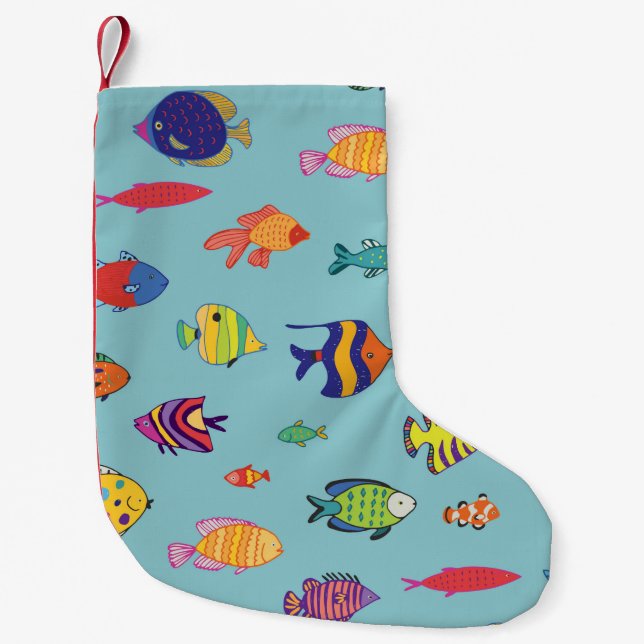 Set of tropical fish. line seamless pattern liten julstrumpa (Framsidan)