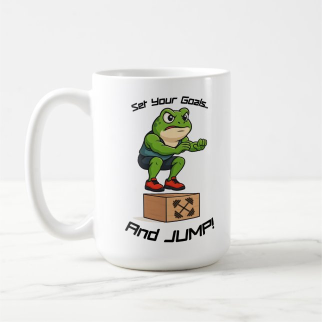 Set Your Goals And Jump - Male Frog Box Jump Kaffemugg (Vänster)